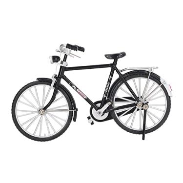 Imagem de Modelo de Bicicleta de Liga Leve 1:10, Coleção Vintage de Simulação Em Miniatura Modelo de Bicicleta de pé Livre Com Maleta Infladora (Preto)