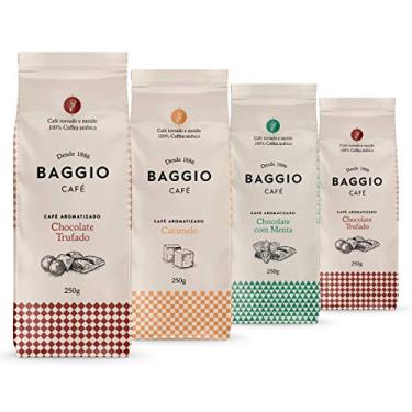 Imagem de Café Em Pó Baggio, 4 Pacotes, 1.000g, Chocolate Trufado, Menta e Caramelo, Café Moído Aromatizado