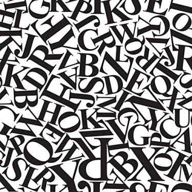 Imagem de Papel de Parede Preto e Branco Letras Types 57x270cm