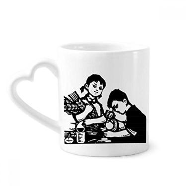 Imagem de Caneca de café patriotismo com microscópio de trigo para meninos e meninas, copo de coração de vidro