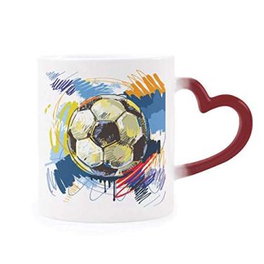 Imagem de Caneca de futebol esportiva de futebol com tinta sensível ao calor vermelha que muda de cor