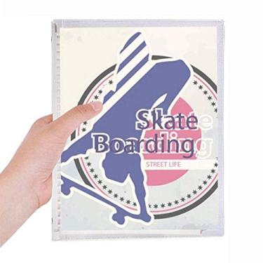 Imagem de Caderno esportivo de skate com ilustração em aquarela, diário de folhas soltas recarregável