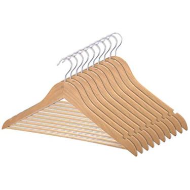 Imagem de Cabides De Madeira Marfim Gancho Cromado 100 un