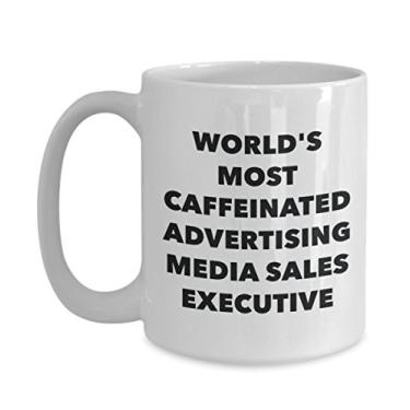 Imagem de Caneca executiva de vendas de mídia de publicidade World's Most Caffeinated - Caneca de café de cacau quente divertido - Presente de aniversário de Natal aniversário mordaça