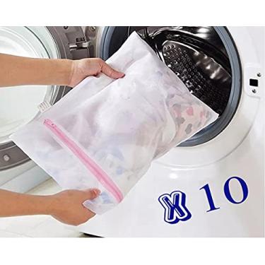 Imagem de Kit com 10 Sacos - Saco de Lavar Roupa Delicada, Lingerie, Tecido, Organizador Medida: 30cmx40cm CLINK - MAX Clean
