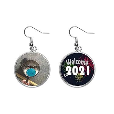 Imagem de Brinco com pingente de orelha de gato com cabeça irritada para animais de estimação, joia 2021 Blessing