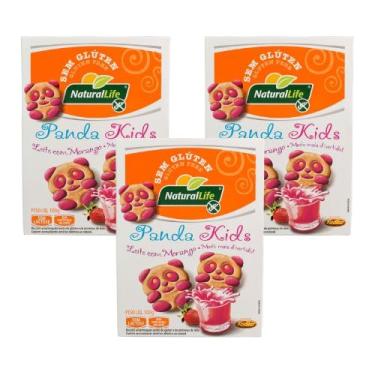 Imagem de KIT 3 Unidades Biscoito Panda Kids sabor Leite com Morango Sem Glúten Sem Lactose 100g - Natural Life
