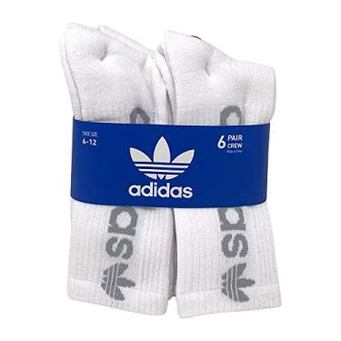 Imagem de Meias esportivas masculinas Adidas com absorção de umidade, acolchoadas, pacote com 6/6 pares (tamanho do calçado 36-44) (branco/cinza)
