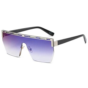 Imagem de Óculos de sol grandes sem aro masculino, óculos de sol retrô preto, c03 azul, tamanho único