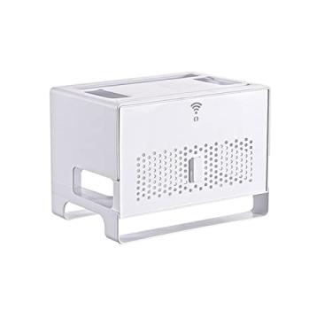 Imagem de AOKLEY Caixa de gerenciamento de cabos organizador de cabos e rack de roteador fonte de alimentação soquete de TV protetor de tira de energia placa de plugue caixa de armazenamento de cabo para área de escritório doméstico caixa de armazenamento de fio (cor: F)