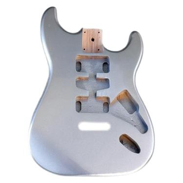 Imagem de guitarra peças faça você mesmo Instrumento Diy Guitarra Elétrica Corpo Semi-acabado Guitarra Forst Metálico Prata Único Balanço Choupo Modificação Da Guitarra