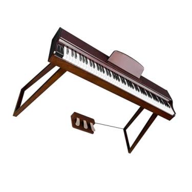 Imagem de teclado eletrônico para iniciantes Piano Eletrônico Digital Com Teclado Martelo 88 Teclas Piano De Madeira 3 Pedais Profissional (Size : Brown)