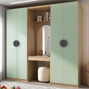 Imagem de Guarda Roupa Modulado Infantil 3 Peças 4 Portas com Espelho Joy Kids CabeCasa MadeiraMadeira