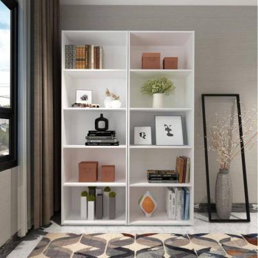 Imagem de Conjunto 2 Estantes para Livros Biblioteca 10 Nichos 1,2x1,8M Multy Espresso Móveis Branco