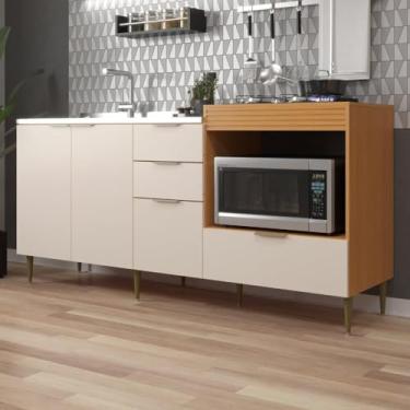 Imagem de Balcão para e Pia Cooktop 190cm 4 Portas 2 Gaveta Alice Angelin Premium/off White