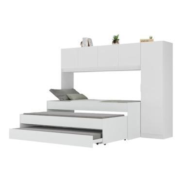 Imagem de Tricama de Solteiro com Guarda Roupa Dublin Multimóveis Mp4034 Branca