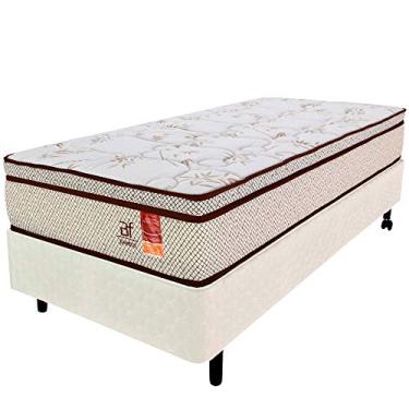 Imagem de Cama Box Solteiro Colchão Molas Ensacadas + Box Microfibra Bege BF Colchões 88x188x57cm