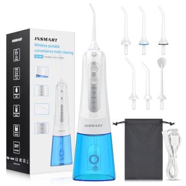 Imagem de Irrigador dental sem fio para água dental, tanque de 300 ml INSMART profissional de 300 ml com USB recarregável Irrigador bucal para casa e viagem, IPX7 à prova d'água 3 modos de irrigação