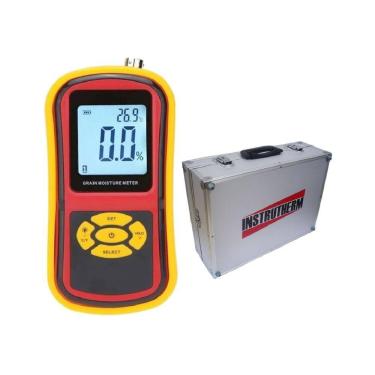 Imagem de Kit Medidor Umidade Digital Grãos Cereais Alarme Luz Fundo Hold Mug-650 Portátil Instrutherm Maleta Alumínio Ma-800