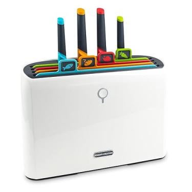 Imagem de Axiom Creations Smart Cutting Board & Knife Set - Self Cleaning Cutting Board Set with 4 Color Coded Cutting Boards, 4 Stainless Steel Knives -Sterilizing & Drying Chopping Board Organizer