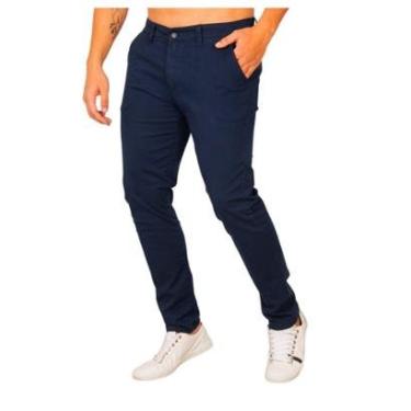 Imagem de Calça Masculina Sarja com Elastano Bolso Chino Alfaiataria Social Wolfgan-Masculino