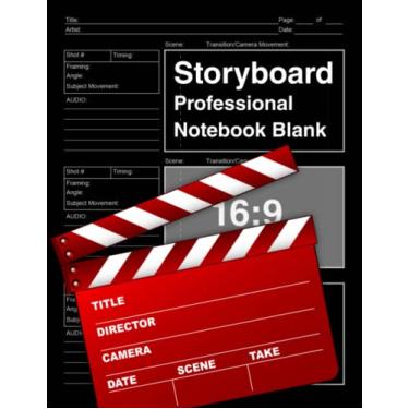 Imagem de Caderno profissional Storyboard 16:9: Caderno de desenho para criadores, diretores, animadores, narradores, cineastas, diretores de artistas... e vloggers | 200 páginas 21,5 x 28 cm carta dos EUA