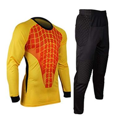 Imagem de Camisas de goleiro de futebol masculino - uniforme de goleiro, uniforme de treinamento adulto masculino e feminino, camisa de jogo, amarelo-1, G
