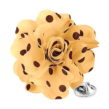 Imagem de Vittorio Vico Broche de lapela de flor de bolinhas formal masculino premium - Boutonniere para homens, broche, 2.5" (6.36CM), Poliéster, Não aplicável