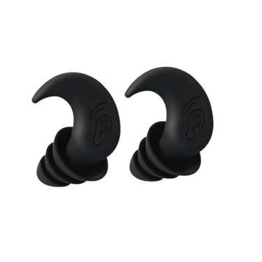 Imagem de Tampão de ouvido de silicone antiruído com redução de ruído e cancelamento de ruído à prova de som, à prova d'água, protetor de ouvido macio para natação (preto, pequeno)