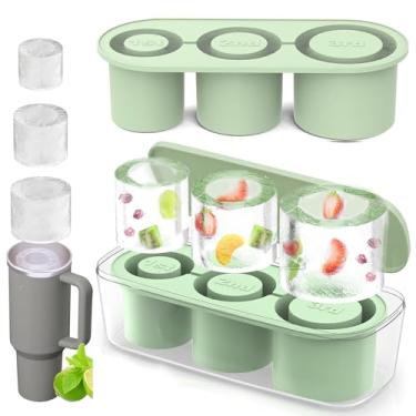 Imagem de Bandeja para cubos de gelo Stanley/Tumbler, molde cilíndrico de cubo de gelo com tampa removível resistente a derramamentos para uísque, bebidas, café, livre de BPA, durável e lavável na lava-louças