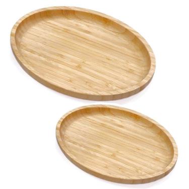 Imagem de Kit 2 Bandejas de Bambu 23cm e 28cm Servir Decorar Petisquei
