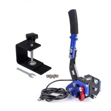 Imagem de ZHSYMX USB Handbrake for 16Bit SIM PC Racing Games, Compatible with G27 G29 G920 G923 T500 T300 Simulate Linear Handbrake With Fixing Clip（Only PC System） Blue