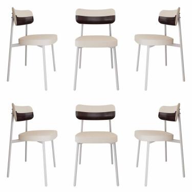 Imagem de Cadeira Alloa Fixa com 4 Pés 50 X 44,7 X 83,8 Cm com 6 Unidade Palha/Café/Branco Epoxi