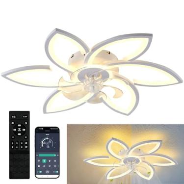 Imagem de Soquete de Luz do Ventilador Ventiladores de Teto com Luzes e Controle Remoto, Ventilador de Teto de LED Regulável com Luzes, 3 Cores 3000K-6000K (30" 6 pétalas de flores)
