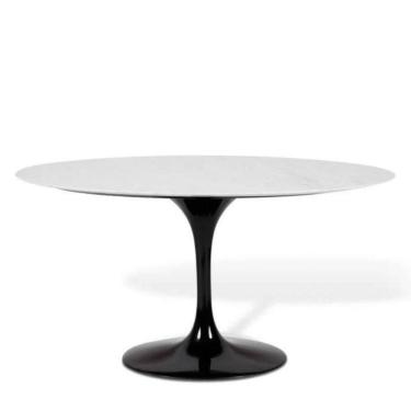 Imagem de Mesa De Jantar Saarinen Oval 198x122 Cm Mármore Carrara Base Preta