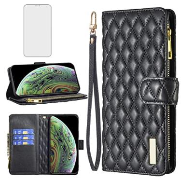 Imagem de Asuwish Capa carteira para iPhone Xs Max com protetor de tela de vidro temperado e suporte de cartão de crédito flip de couro para celular i X XR Xsmax 10x SX Xmax 10xs 10s 10 Plus Xmaxs mulheres
