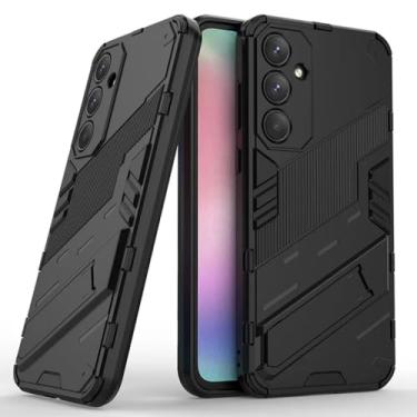Imagem de Waillynice Capa para Samsung Galaxy A15 A24 A25 A35 A55 5G Global à Prova de Choque Armadura Capa Protetora Antiqueda Capa Traseira Coque Kickstand Capa (Preto, para A25 5G Global)