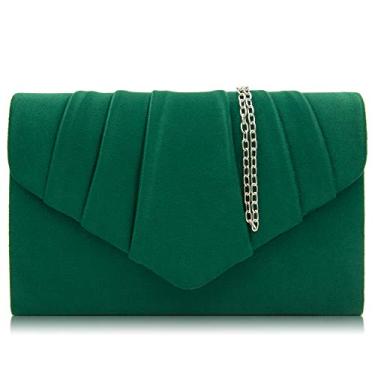 Imagem de Milisente Bolsa feminina de camurça plissada clutch, 807 Verde, Medium