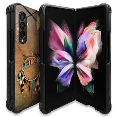 Imagem de CARLOCA Capa compatível com Samsung Galaxy Z Fold 3 5G, design de padrão indiano com ponta de flecha nativa americana para meninas e meninos, à prova de choque, antiarranhões para Samsung Galaxy Z