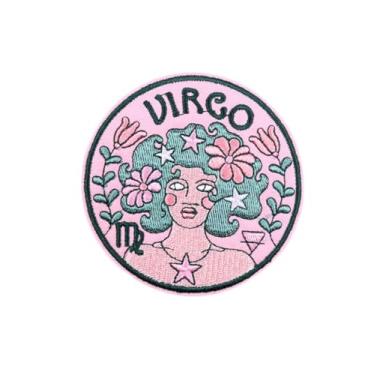 Imagem de Ruoming 1 peça (8 cm) Adesivos circulares de Virgem Passar a Ferro ou Costurar na Constelação Virgem (Virgem)