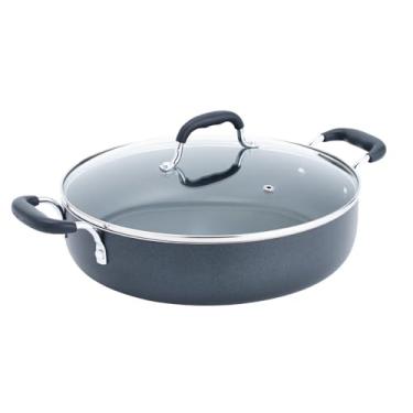 Imagem de T-fal Frigideira antiaderente Specialty para refogar de 30,5 cm, segura para forno, panelas e frigideiras, pode ser lavada na lava-louças, preta