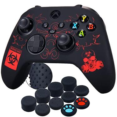 Imagem de YoRHa Capa de borracha de silicone para controle de Xbox Series X/S x 1 (BH vermelho) com 10 alças de polegar profissionais