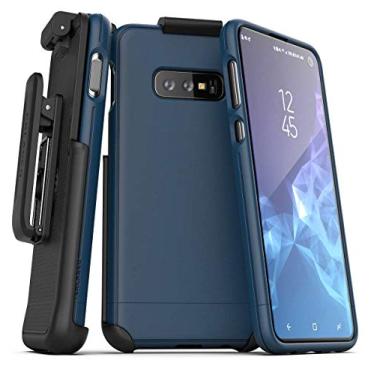 Imagem de Capa com clipe de cinto Encased Galaxy S10e (2019 Slimshield) Capa protetora ultrafina com suporte para Samsung Galaxy S10 E - Azul marinho