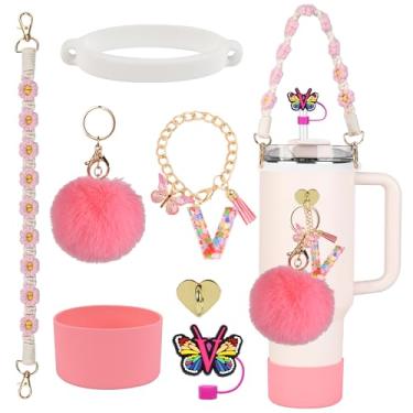 Imagem de Stanley Cup Accessories Set, Stanley 850.5 g 1,134.0 g Acessórios Tumbler, incluindo tampa de palha de silicone e bota, alça de alça de garrafa de água, anel de silicone elástico, pingente de alça de