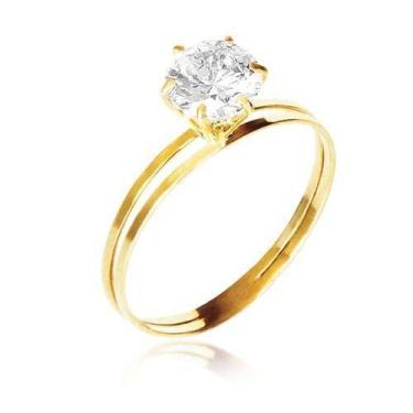 Imagem de Anel Cálice Solitário Ouro 18k 750 Pedra 7mm - DR Joias, 21, Branco