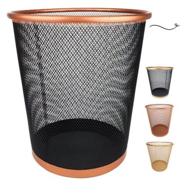 Imagem de Lixeira para escritório quarto 10l black rose gold preto dourado - Mar