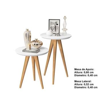 Imagem de Kit 2 Mesas Lateral e Apoio 40cm Pés Palito Cores - Comprar Moveis par