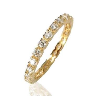 Imagem de Anel de ouro 18k aparador meia aliança pedras - Elegancy Joias, 16