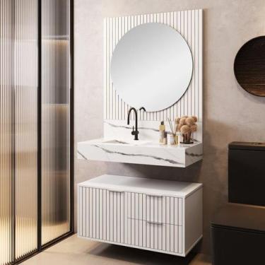 Imagem de Conjunto Para Banheiro Bancada Em Porcelanato Com Cuba Esculpida, Armá