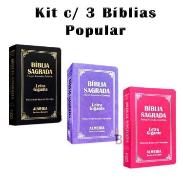 Imagem de Kit 3 Biblias Sagrada Letra Gigante - Palavras de Jesus em Vermelho - 